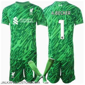 Liverpool Alisson Becker #1 Maalivahti Vieraspaita Lapsille 2024-25 Lyhythihainen (+ shortsit)